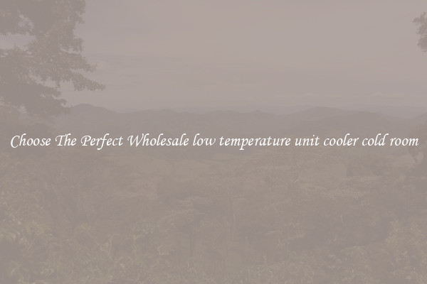 Choose The Perfect Wholesale low temperature unit cooler cold room