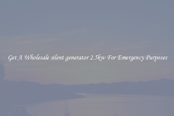 Get A Wholesale silent generator 2.5kw For Emergency Purposes
